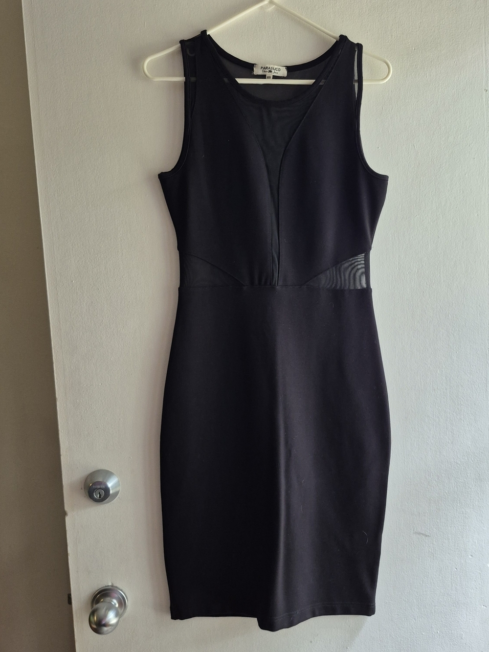 Parasuco Body Form Black Sleeveless Sheath Dress Side Cutout Little Black Dress